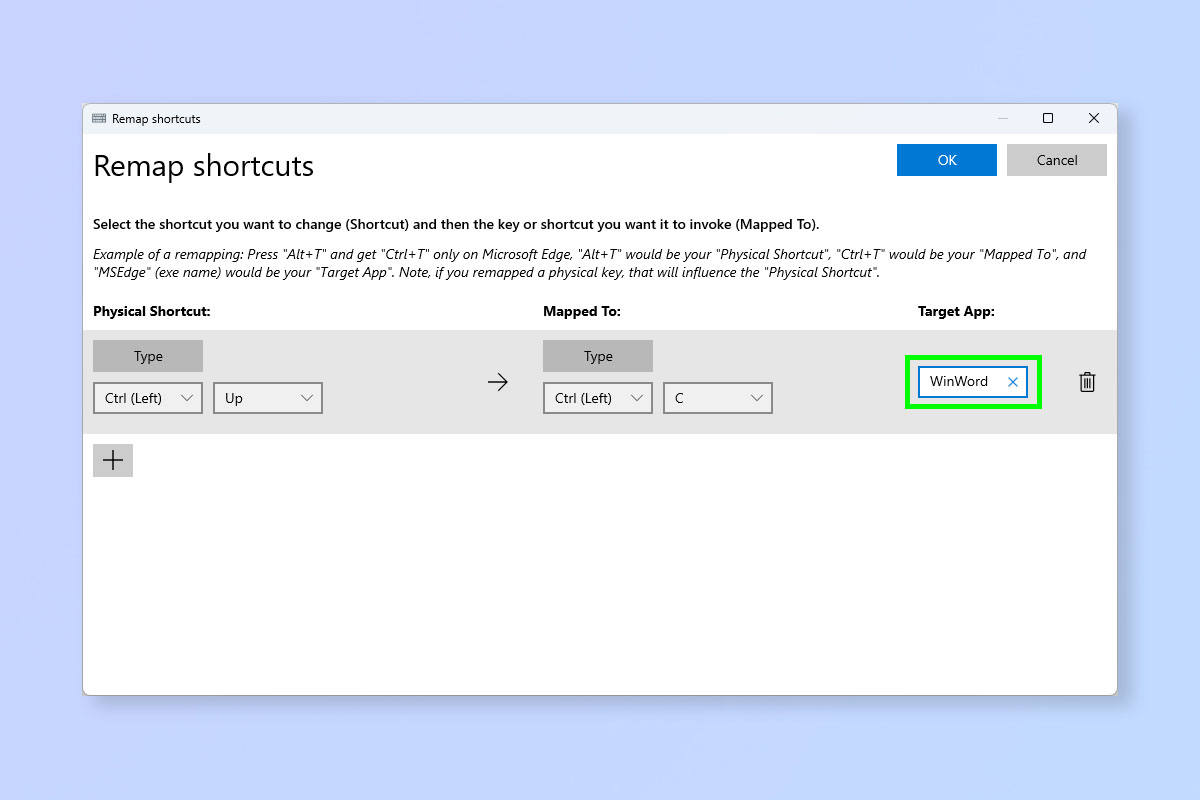 Снимок экрана, показывающий, как переназначить ярлыки в Windows 11 с помощью PowerToys.