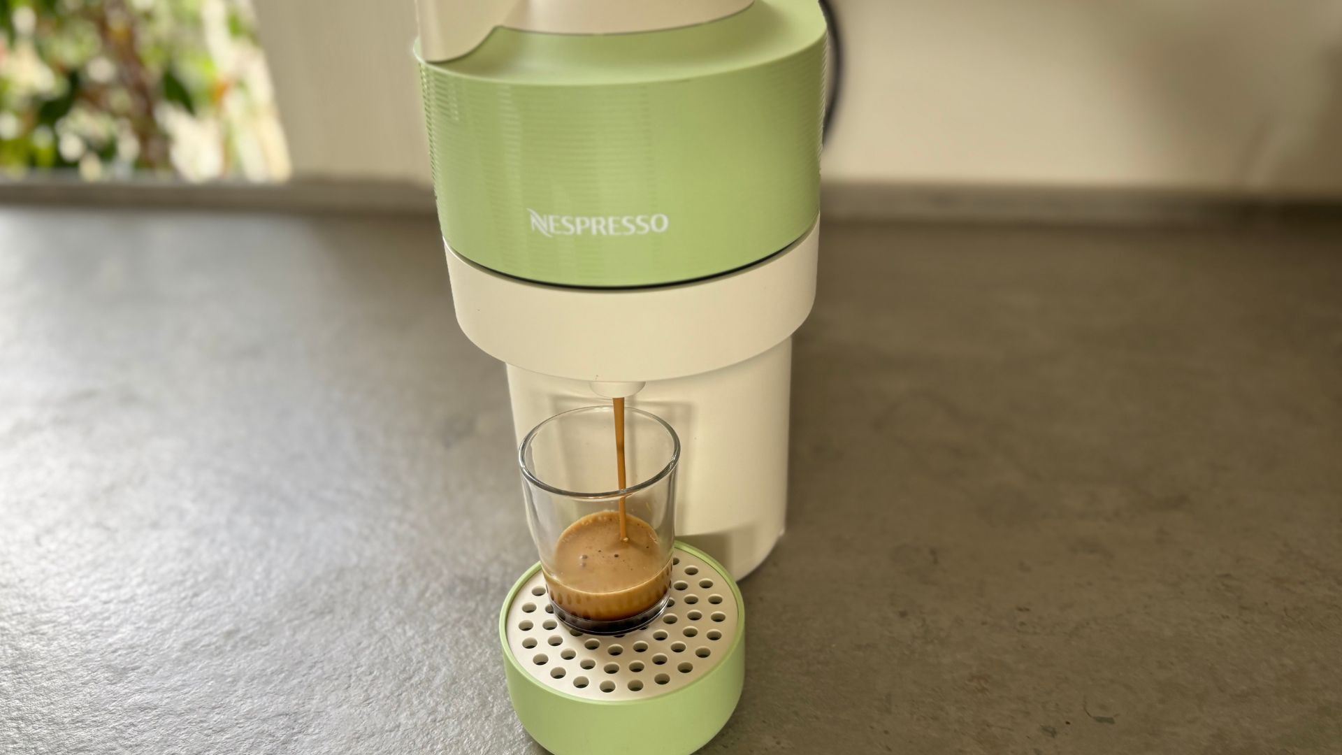Espresso brewed in the Nespresso Vertuo Pop Pistachio