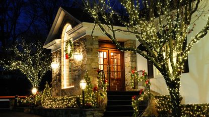 Christmas lights on the exterior of a house