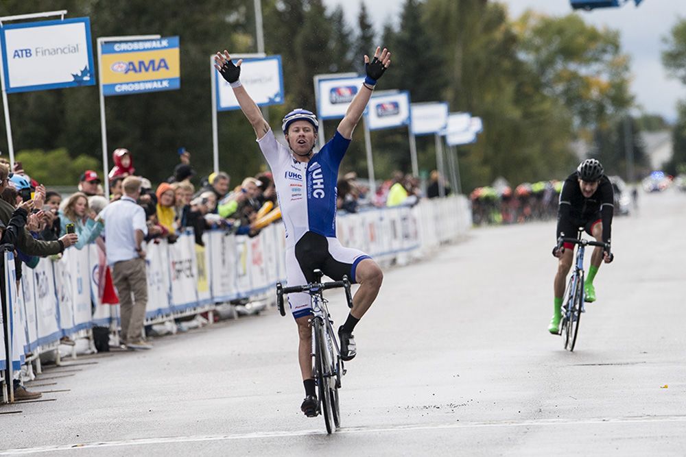 Tanner Putt (UnitedHealthcare) celebrates his stage win