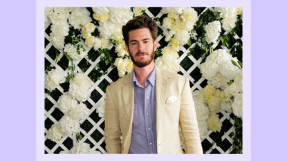 Andrew Garfield wearing Ralph Lauren, attends the Ralph Lauren Suite during The Championships, Wimbledon at All England Lawn Tennis and Croquet Club on July 16, 2023 in Wimbledon, England. 