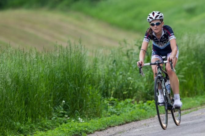 Lauren Stephens (TIBCO) solo on the way back to town.