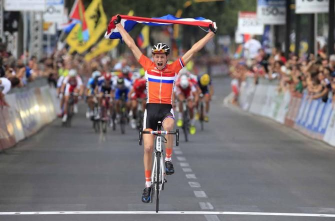 Mathieu van der Poel flies the flag for the Netherlands in Florence.