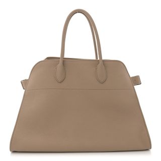 The Row, Matte Grained Calfskin Soft Margaux 15 Dark Taupe