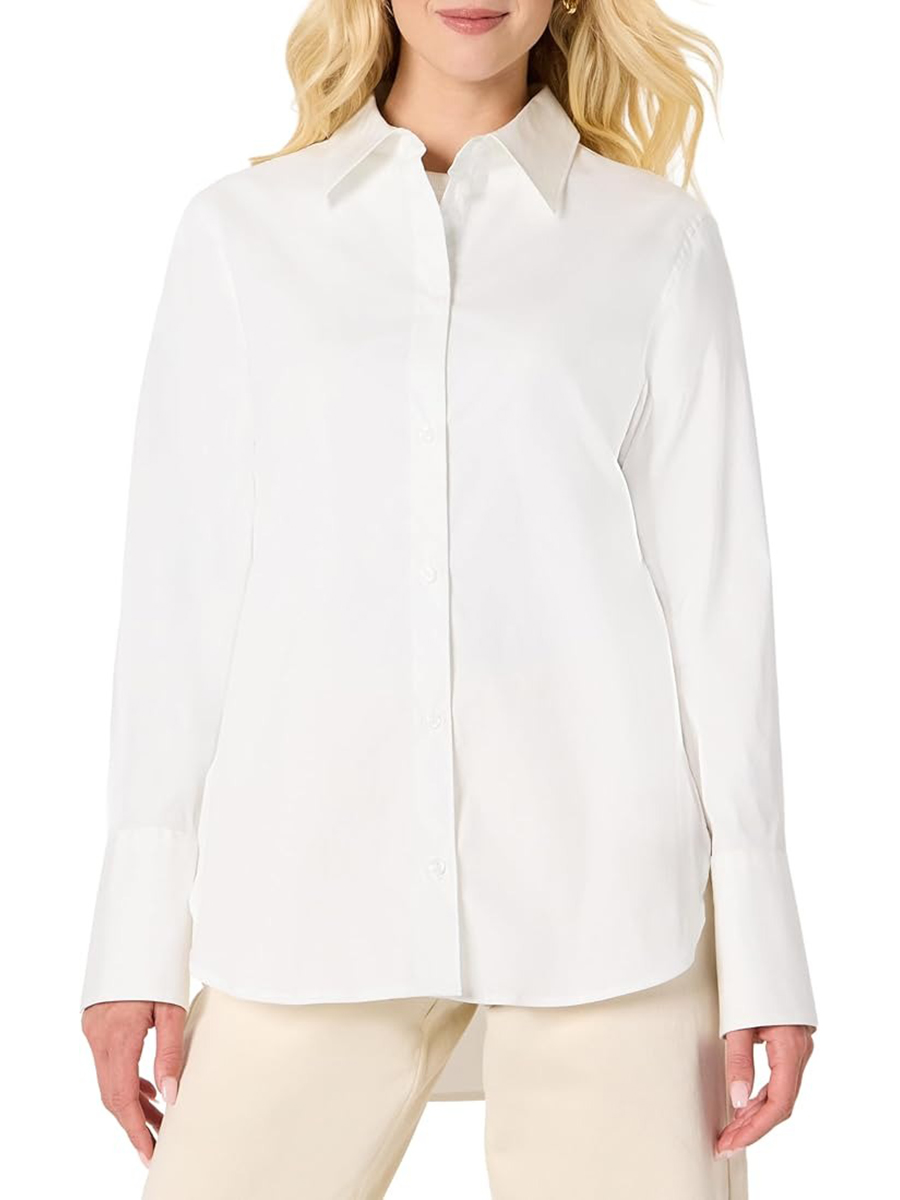 Amazon Essentials , Oversized-Fit Cotton Stretch Poplin Button-Down Dress Shirt