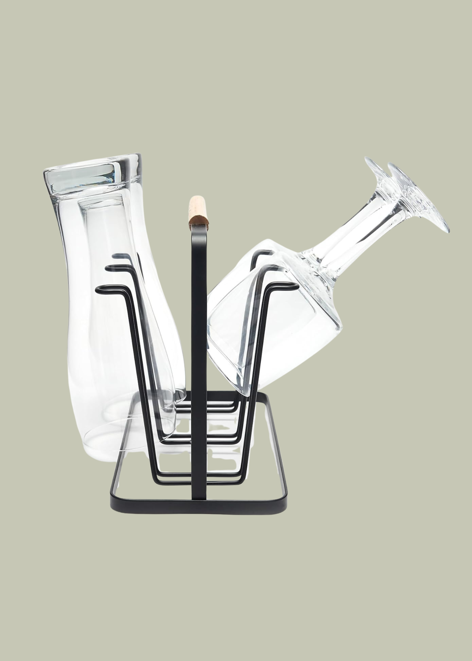 simplywire, Simplywire - Glass Drying Rack - Bottle Drainer - Draining Board Organiser &amp;ndash; 6 Hooks - Black Powder Coated Steel