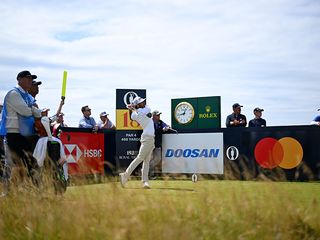 Max Homa hitting driver at the Open Championship