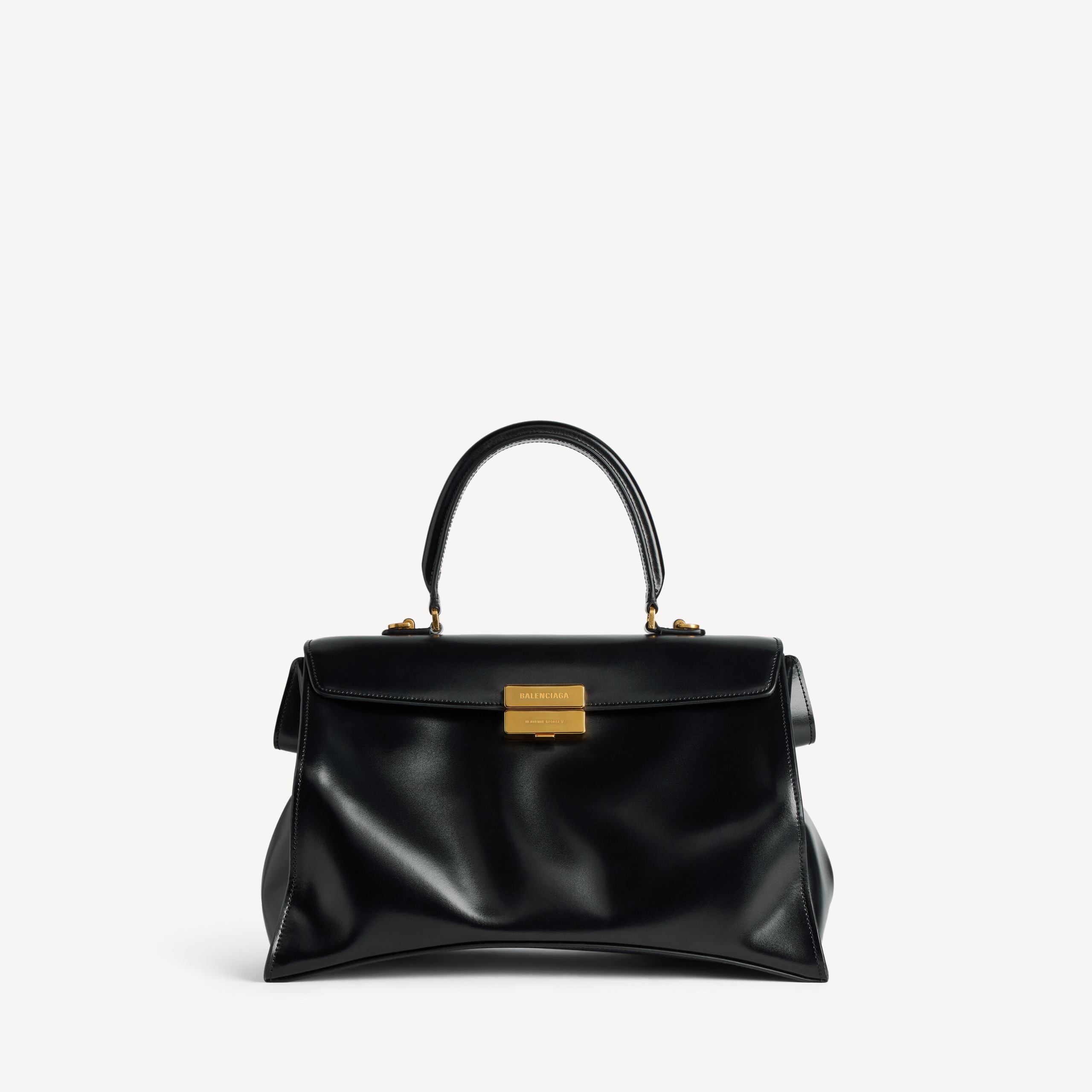 Women's Hourglass Avenue Top Handle Bag Medium in Black