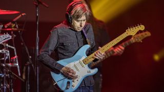 Eric Johnson performs on stage during the G3 tour stop at The Magnolia on February 07, 2024 in El Cajon, California.
