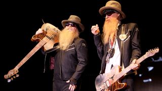 Dusty Hill (L) and Billy Gibbons of ZZ Top perform in concert during La Grange Fest at the Backyard on October 27, 2012 in Austin, Texas.