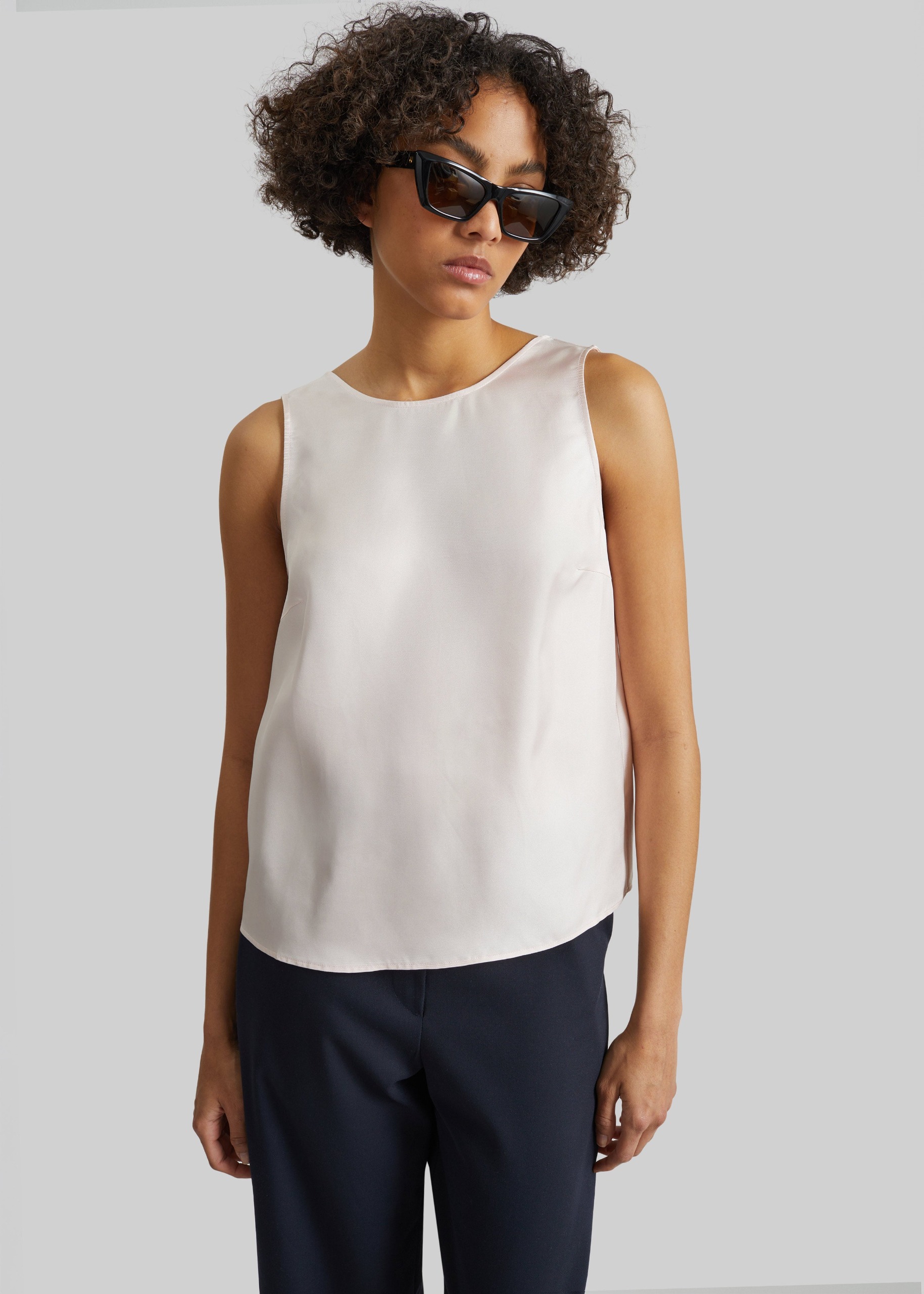 Loulou De Saison Gema Sleeveless Silk Top - Light Pink