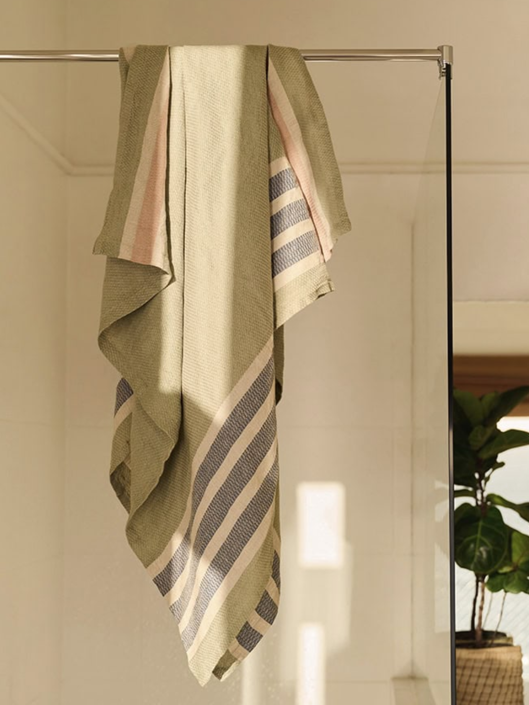 A stripe patterned flax towel from Mungo