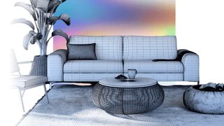 Spacial AI; a render of a sofa