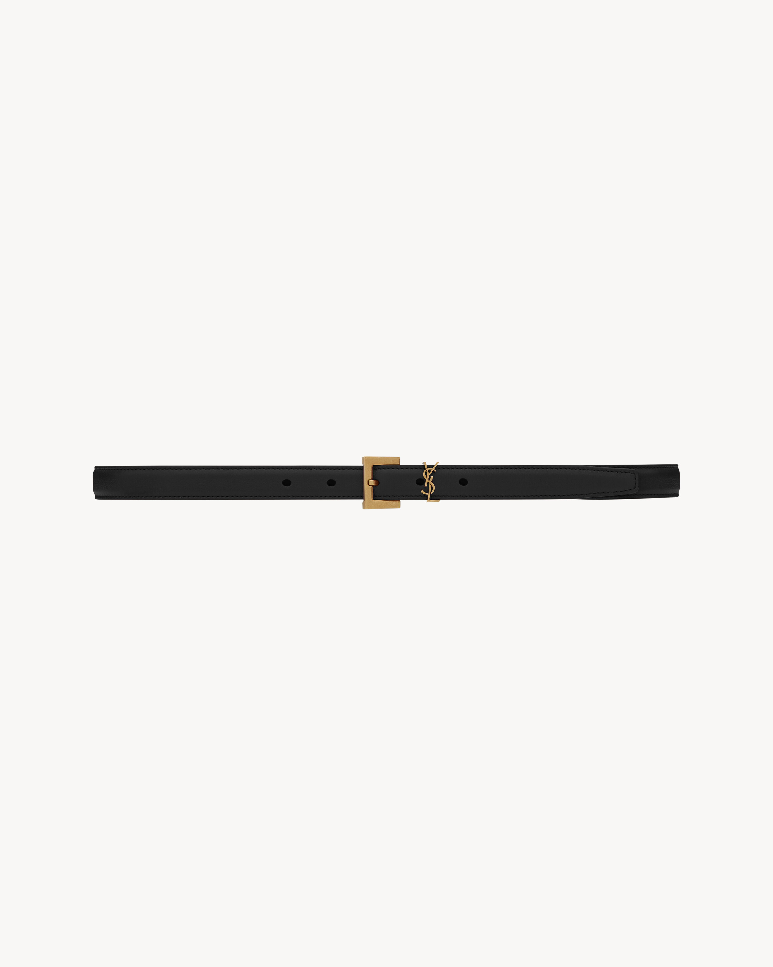 Cassandre Thin Belt With Square Buckle in Box Saint Laurent Leather