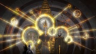 Mortis mural on the World Between Worlds entrance in Star Wars Rebels