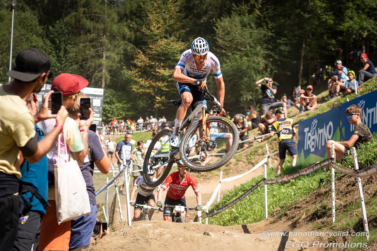 Mathieu van der Poel (Corendon-Circus) shows off for the spectators
