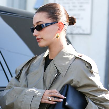 Hailey Bieber paired a white tube top with fall 2025's indigo jeans trend