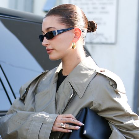 Hailey Bieber paired a white tube top with fall 2025's indigo jeans trend