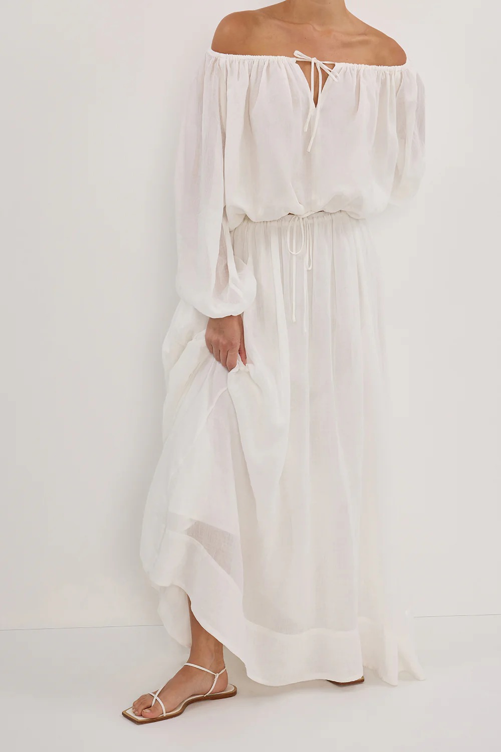 Dissh, Layne White Ramie Maxi Skirt