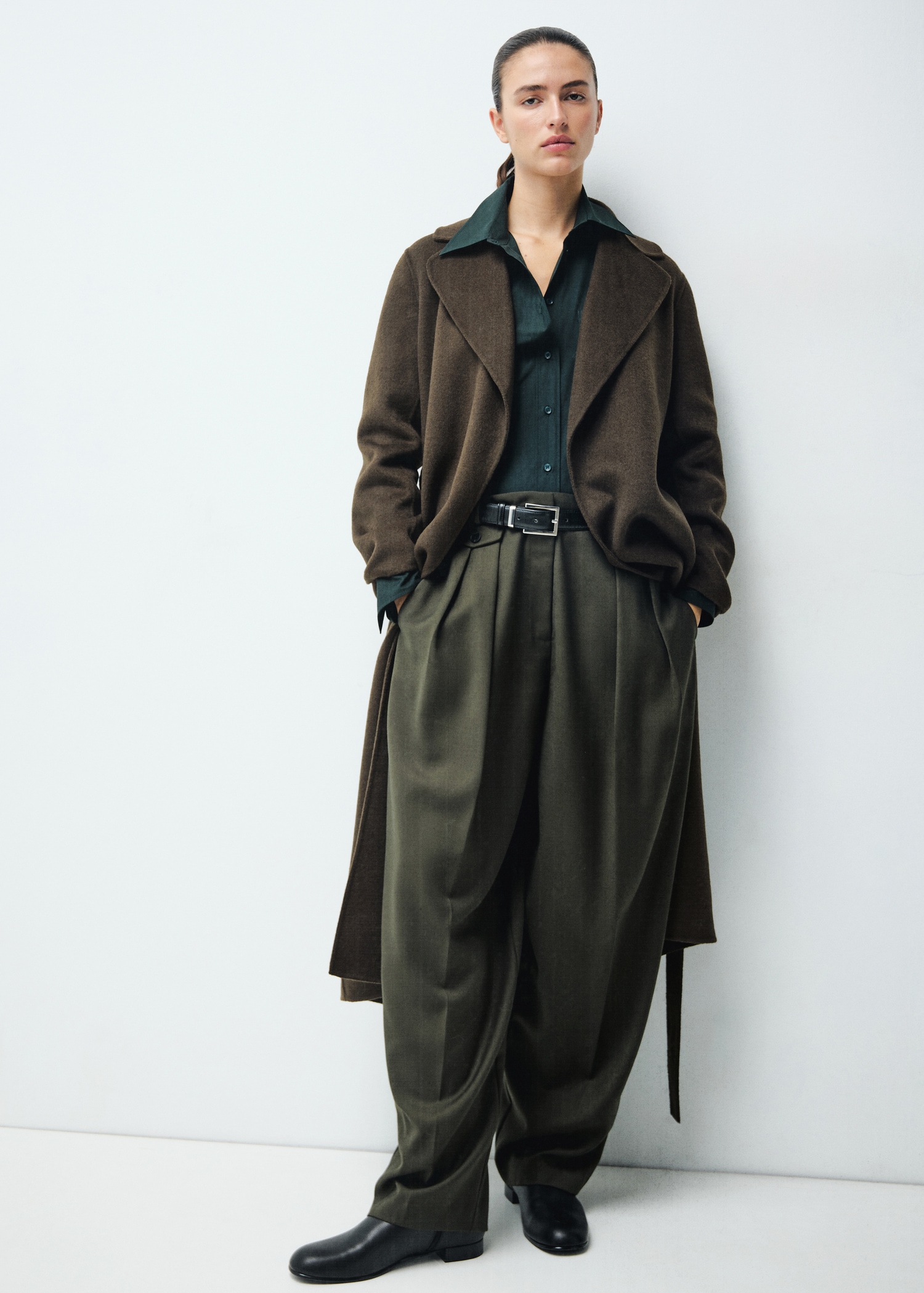 Handmade Wool Coat With Belt - Women | Mango United Kingdom