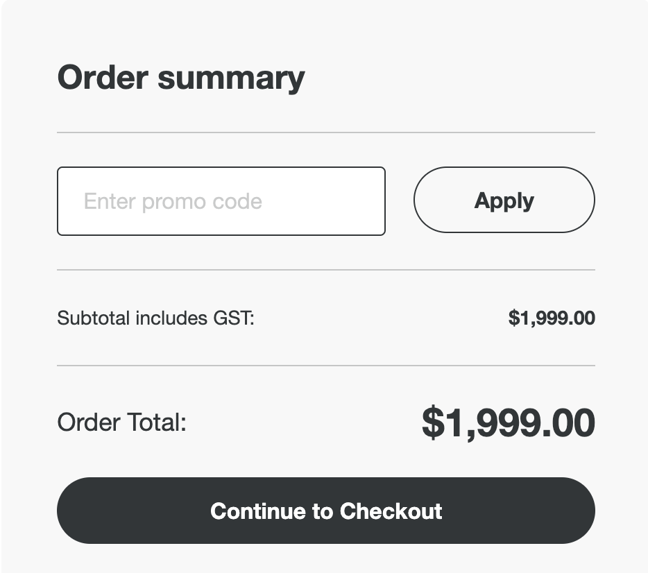 Screenshot showing where you enter a promo code on Breville's website 