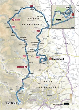 The course for the elite women's road race at the 2019 World Championships in Yorkshire