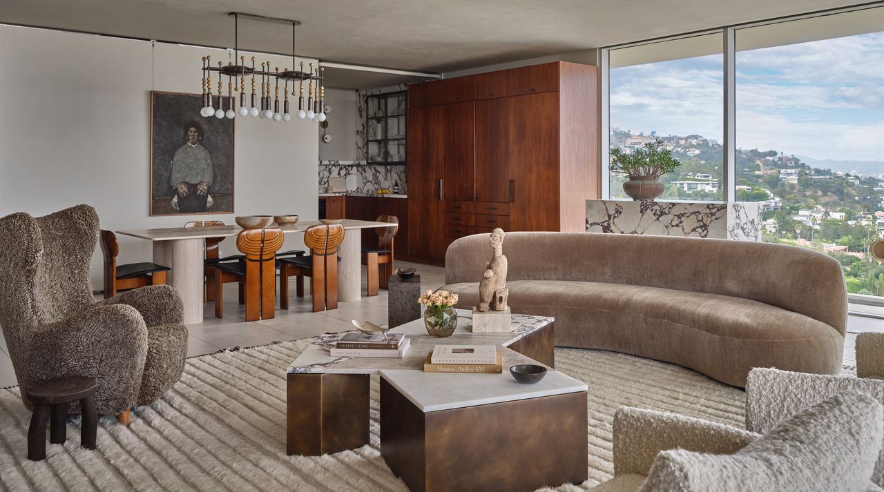 Cozy sheepskin used on an accent chair in a living room