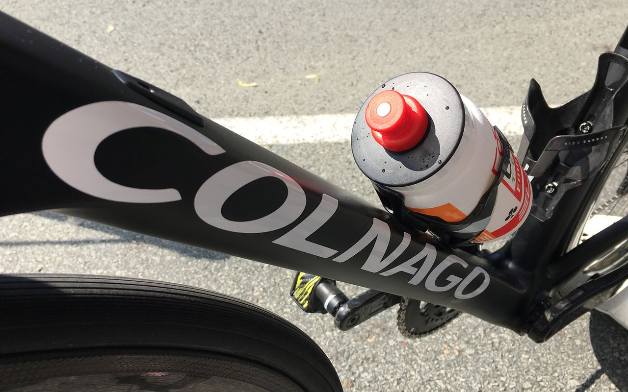 A look at the down tube on Dan Martin's Colnago