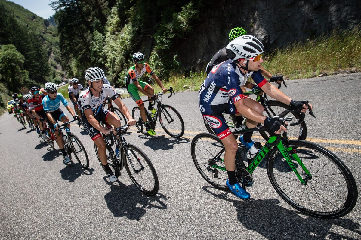 Steve Fisher in the early breakaway during stage 6 in Utah