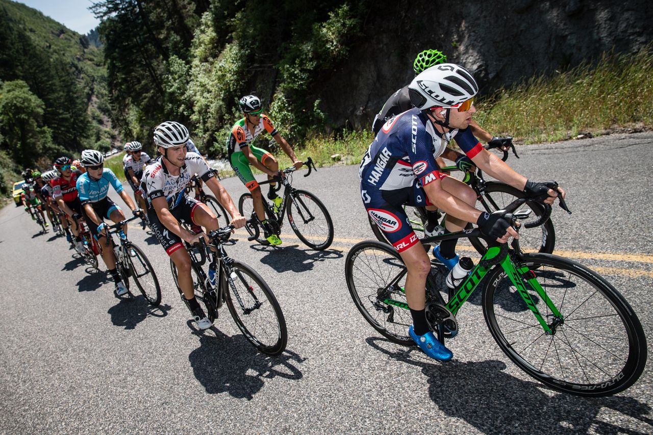 Steve Fisher in the early breakaway during stage 6 in Utah