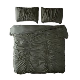 A dark cinched duvet cover