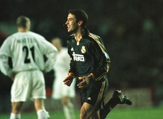 Raul celebrates after scoring for Real Madrid against Leeds United in the Champions League in November 2000.