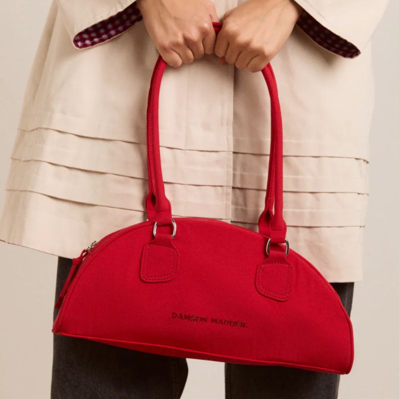 Damson Madder, red shoulder bowler bag
