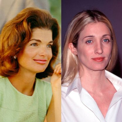 Side by side portraits of Jacqueline Kennedy and Carolyn Besette