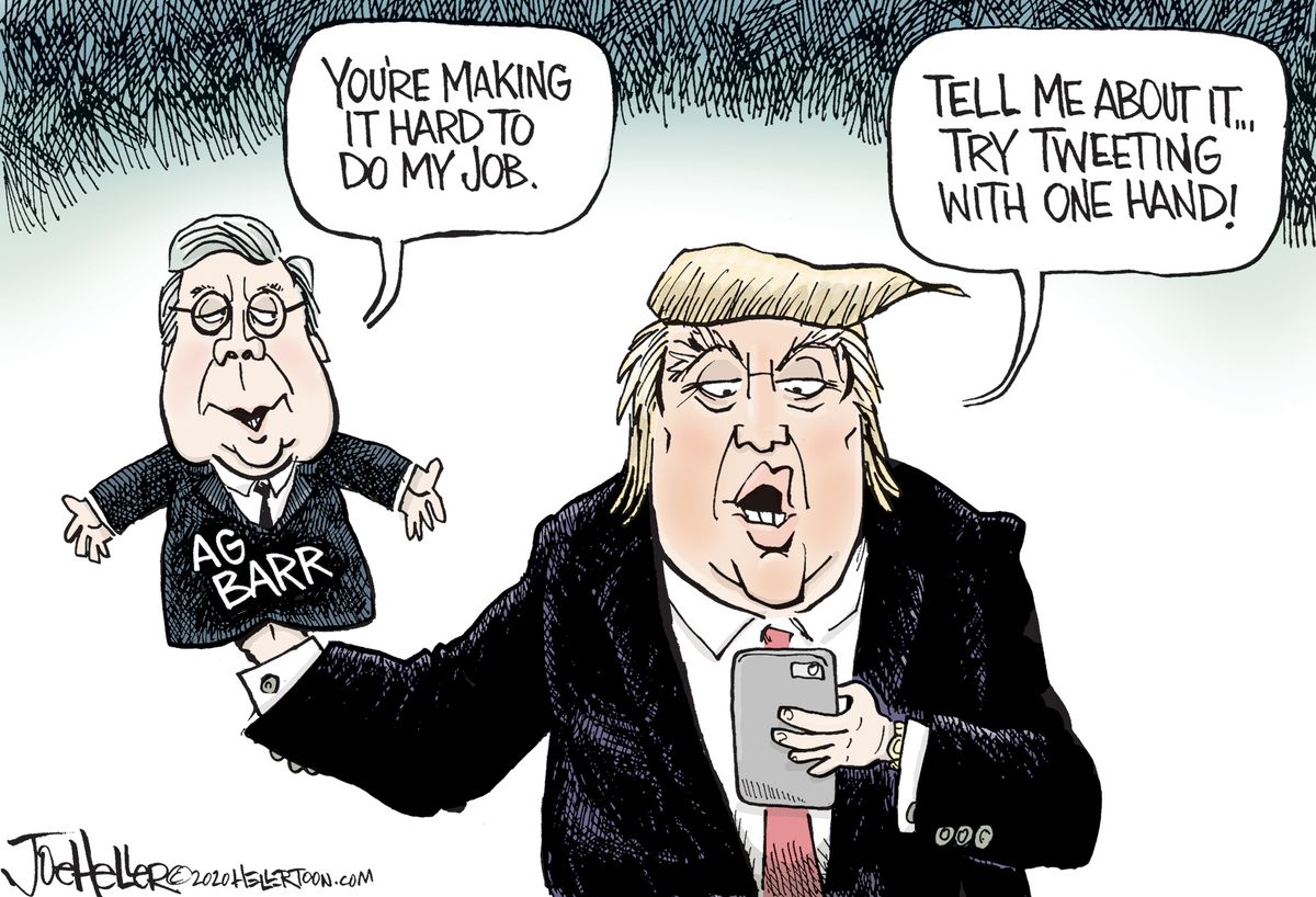 Political Cartoon U.S. Trump Barr DOJ case | The Week