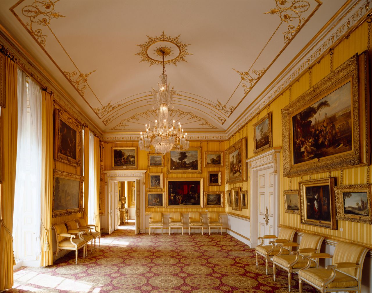 Yellow striped room inside Apsley House
