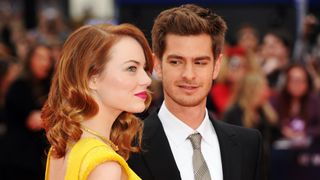 andrew garfield and emma stone at an event in 2012