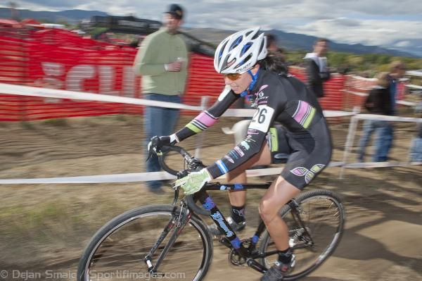 Rebecca gross (Tough Girls) makes her way up the grinding climb.