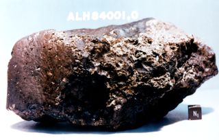 Photo of a meteorite, Alh 84001 From Mars, originally found In Antartica.