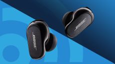 The Bose QuietComfort Earbuds 2 on a blue background