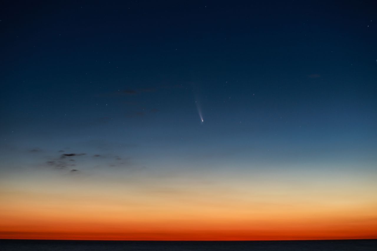 Comet NEOWISE, as photographed by Joy Ng, a multimedia producer at NASA's Goddard Space Flight Center.
