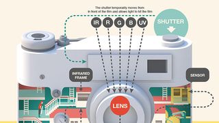 Best infographics: illustration showing different parts of a camera and how they work