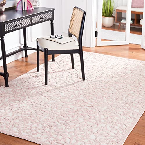 Martha Stewart X Safavieh Area Rug Collection - 5' X 8', Ivory &amp;amp; Pink, Handmade Wool, Ideal for Living Room, Bedroom, Office, Dining Space (msr3513u)