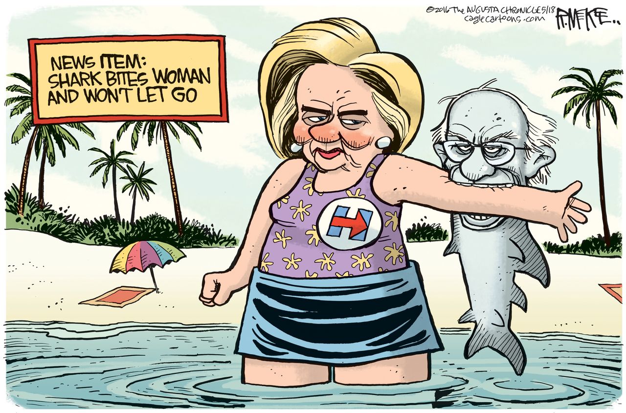 Political Cartoon U.S. Hillary Bernie