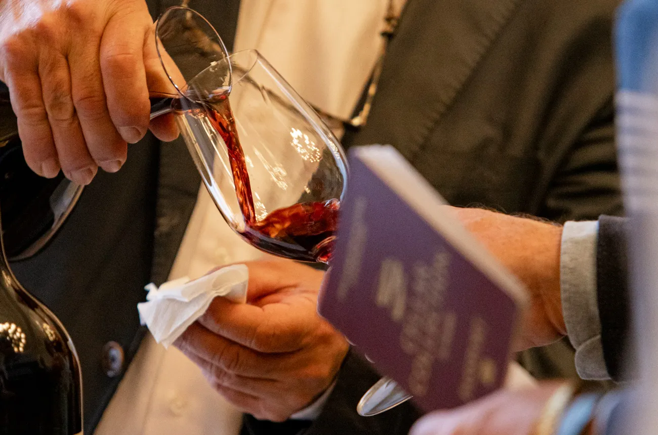 Wine pour from Decanter