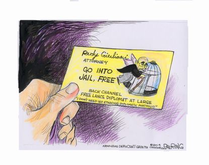 Political Cartoon U.S. Giuliani Go Into Jail Free Card