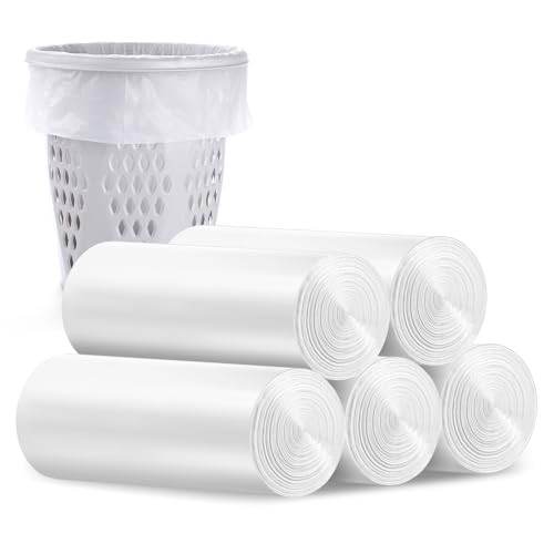 Dr.jieer Small Bin Bags 3-6l Biodegradable Compostable Food Waste Bags,pedal Caddy Bin Liners for Kitchen,white Trash Bags for Bathroom Toilet Office, Clear Garbage Liners 120 Counts 1.2 Gal