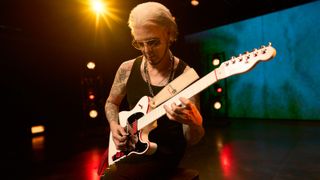 John 5 plays a Fender John 5 Ghost Telecaster