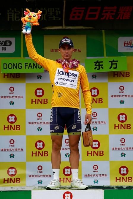Niccolo Bonifazio (Lampre-Merida) in yellow at the Tour of Hainan.