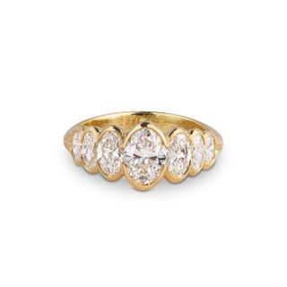 Jessie Thomas Jewellery, Seven Oval Diamond Scalloped Ring